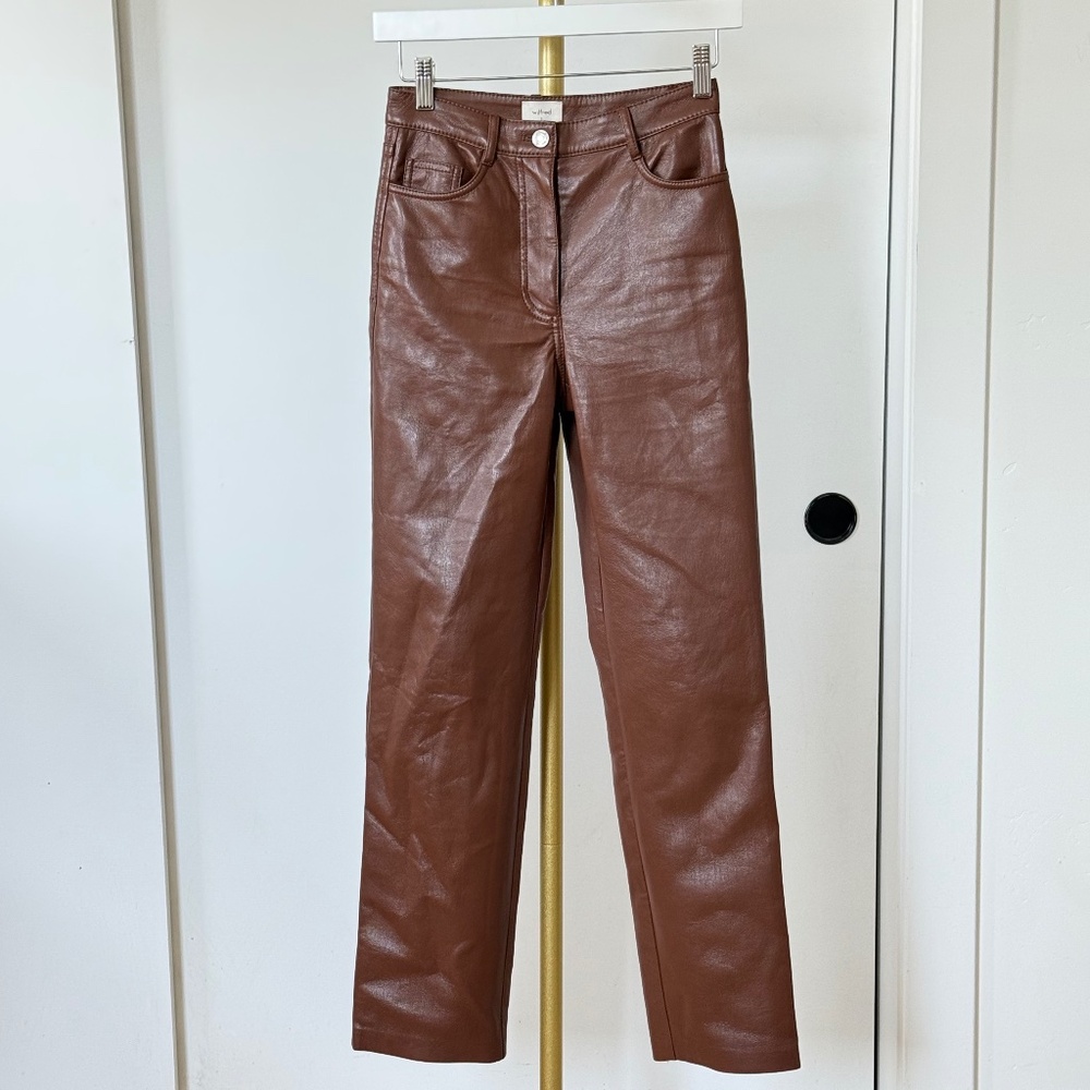 Wilfred (Aritzia) Brown Faux Leather Pants